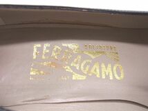 Salvatore Ferragamo フェラガモ ダブルガンチーニ レザー ヒール パンプス 表記サイズ7 (約24.5cm) 靴 シューズ ダークネイビー系 DD2261_画像5