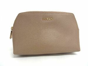 ■新品■未使用■ FURLA フルラ レザーコスメポーチ マルチケース 化粧ポーチ 小物入れ レディース ベージュ系 DD5194