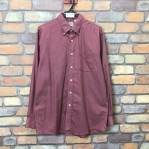 SD8-725◆状態良好◆アメリカ買付品【L.L.Bean エルエルビーン】片ポケット 長袖 ボタンダウン チェックシャツ【メンズ 大きめ M】赤茶_画像2