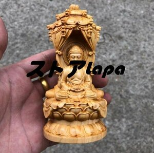 木彫仏像 三面 西方三聖 座像 阿弥陀仏三尊（観世音菩薩 阿弥陀仏 勢至菩薩）彫刻 仏教工芸 q578