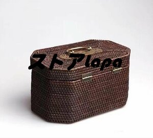 超美品 手作 藤編 収納 茶箱 収納ボックス 茶器 茶道具 工芸品 q410