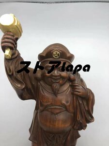 木彫仏像 仏教美術 精密細工 仏師で仕上げ品 総檜材 大黑天立像 高さ35cm q1607