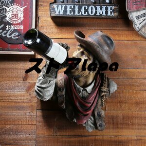 Art hand Auction Cowboy wine rack wine holder doll sculpture statue wall hanging resin miscellaneous goods object figurine interior entryway handmade q196, Interior accessories, ornament, Western style