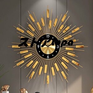 新品　壁掛け時計　北欧風　人気　鉄芸　静音　電池式　飾りストラップ　アイデア　玄関　廊下　リビング　ゴールド q1061