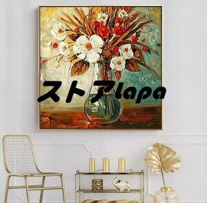 Art hand Auction Extremely beautiful item★Purely hand-painted painting Flowers Oil painting Reception room hanging painting Entrance decoration Hallway mural q1176, Painting, Oil painting, Still life