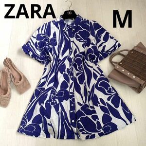 ZARA ザラ 総柄シャツワンピース M