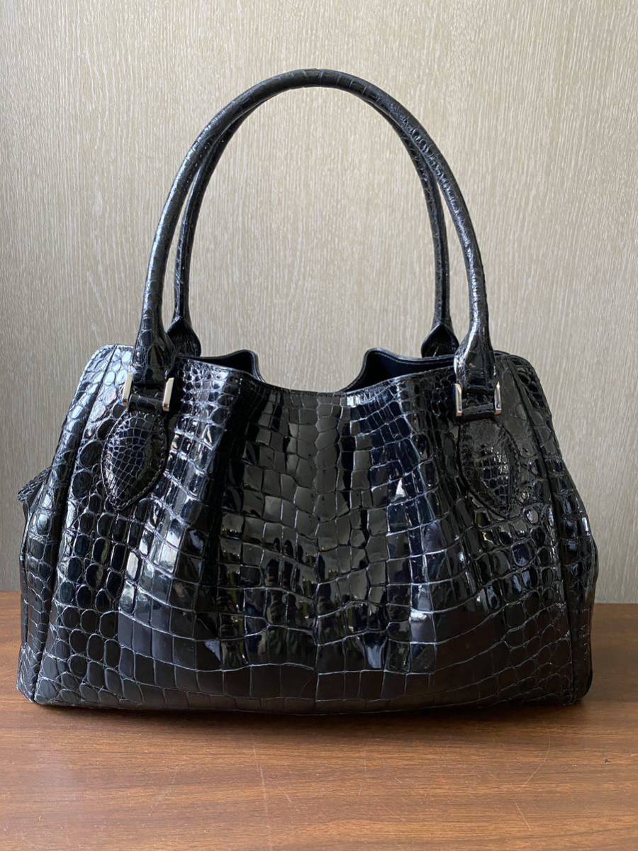 Sản phẩm GENUINE CROCODILE SKIN クロコダイル 本革 ハンドバッグ 黒