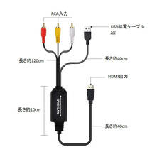 RCA HDMI 変換器 RCAオス hdmiオス変換アダプター1080P av hdmi 変換ケーブル 1.8メートル コンバーター コンポジット テレビ モニター接続_画像2