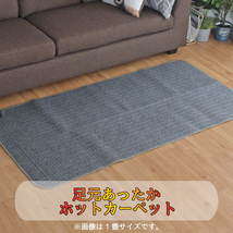 ホットカーペット 1.5畳 ラグ カバー 本体 セット 抗菌 防臭 防ダニ フランネル 130×185cm 省エネ コンパクト 幾何学柄 ブラック メビウス_画像3