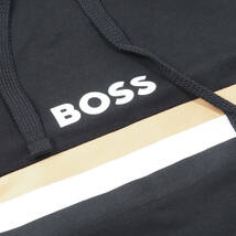 新品正規品 HUGO BOSS ヒューゴ ボス シグネチャーストライプ ロゴ フーディ パーカー 大谷翔平 ブラック M_画像4