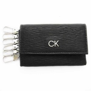 新品・本物 6連キーケース カルバンクライン Calvin Klein cK 31CK170002 リバープリントレザー CKロゴエンブレム ブラック /02