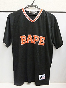 A BATHING APE 半袖ロゴTシャツ ポリエステル サイズ:L ブラック/黒 BAPE TEAM SPORT アップリケ/ワッペン エイプ ベイプ