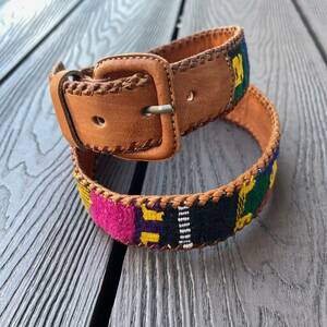  Guatamala cloth leather belt W30