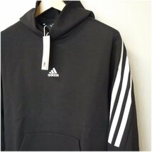 定価8800円新品XL★アディダス adidas ブラックメンズパーカー/スリーストライプス/レギュラーフィット黒_画像3