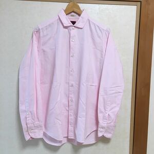 送料込 BRU NA BOINNE 日本製 長袖シャツ サイズ0 メンズS〜Mほど PINK USED ブルーナボイン ピンク コットン アメカジ 古着