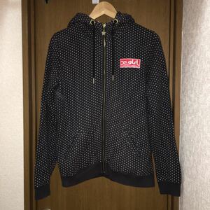 X-girl polka dot front Zip f-ti-black size 2 USED X-girl Polka dot parka black black American Casual old clothes 