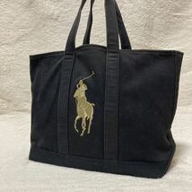 1円【人気】RALPH LAUREN ラルフローレン ビッグポニー トートバッグ キャンバス 黒 ブラック_画像1