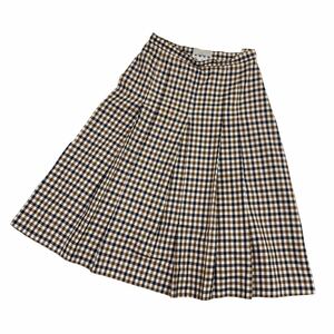 IA-555 Aquascutum アクアスキュータム タックスカート スカート ボトムス デザイン ミモレ丈 ウール 毛 100% ブラウン系 総柄 レディース