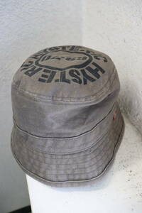 即決 2000年初頭 HYSTERIC GLAMOUR ヒステリックグラマー 日本製 ロゴプリント 加工 バケットハット 帽子 ユニセックスFREE 内周6１.5㎝