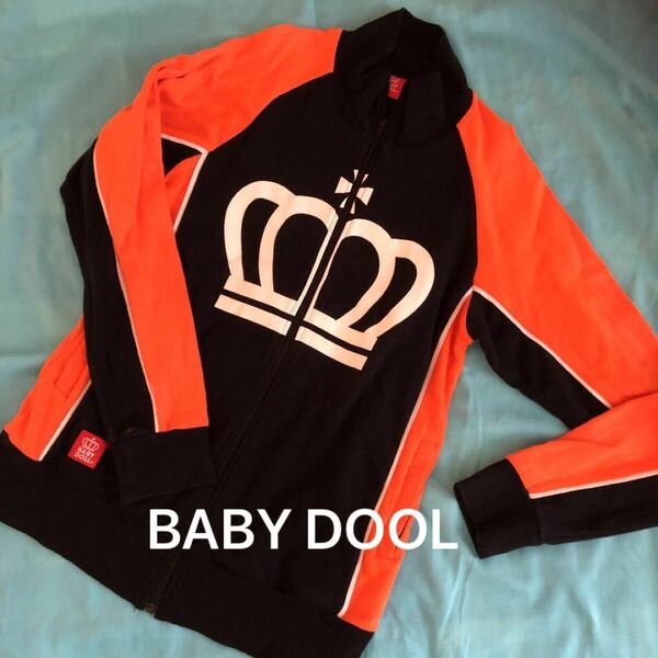 BABY DOOL ジップジャケット　王冠　上着　黒×オレンジ