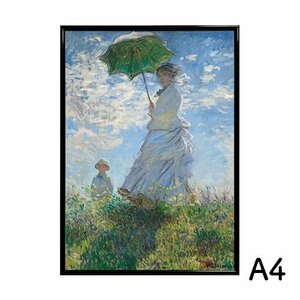 Art hand Auction A4海报克劳德·莫奈行走/打阳伞的女人哑光铜版纸室内艺术海报风景女人自然绘画, 印刷品, 海报, 其他的