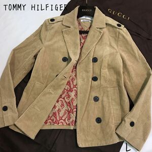 TOMMY HILFIGER トミーヒルフィガー ピーコート ハーフコート ジャケット コーデュロイ 裏地ペイズリー L 