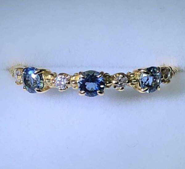 【鑑別書付き】K18 サンタマリアアクアマリン リング 0.32ct【11号】【60倍ルーペクリーン】