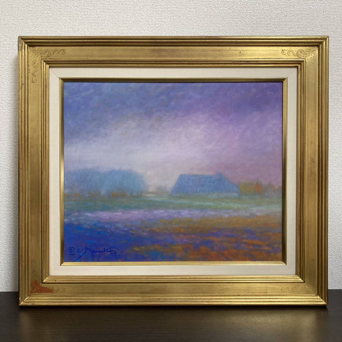 [Authenticity guaranteed] Claude Manoukian Nocturne Oil painting No. 8, autographed and endorsed painting, Painting, Oil painting, Nature, Landscape painting