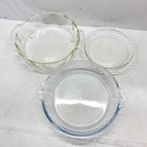  free shipping g25952 Pyrex rock castle glass heat-resisting brink decoration plate made in Japan pyrex iwaki 3 pieces set 