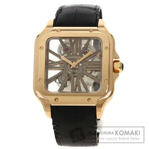 CARTIER カルティエ WHSA0018 サントスLM スケルトン 腕時計 K18ピンクゴールド アリゲーター メンズ 中古