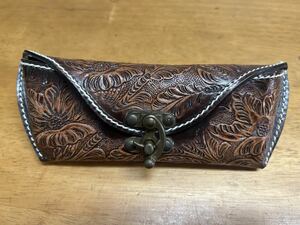  original leather hand made glasses case unused . close secondhand goods 