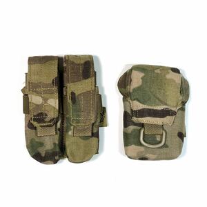 レプリカ品 FLYYE MOLLE Double 9mm Mag Pouch & iCOMM Pouch MC (検 陸上自衛隊 ピストル ダブルマガジンポーチ 特小 ラジオ マルチカム