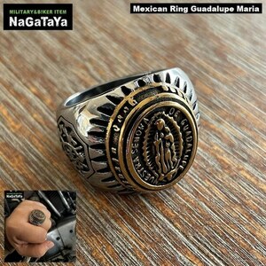 MEXICAN RING メキシカンリング グアダルーペ マリア ステンレススチール素材 19号 指輪 BIKER