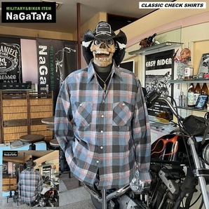 BIKERスタイル CLASSIC CHECK SHIRTS クラッシックチェックシャツ グレー Lサイズ 格子柄 バイカー系 ストリート系 モーターサイクルの画像1