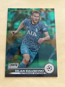 Dejan Kulusevski 2022/23 Topps UEFA Champions League Stadium Club Chrome Soccer Green/Yellow Electric Charge Refractor /125