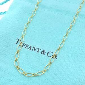 [ free shipping ] unused Tiffany&Co. Tiffany yellow gold ellipse link necklace 750 K18 40cm oval SH63