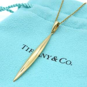 【送料無料】 極希少 美品 Tiffany&Co. ティファニー イエロー ゴールド フェザー ネックレス 750 K18 OS57