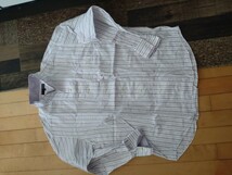 USED 美品 紳士用 Yシャツ 3L 長袖 大きい方向け 白紫ストライプ ドレスシャツ 大坂シンコー 日本製 JOVIAL RUSH STICK IN MODE_画像1