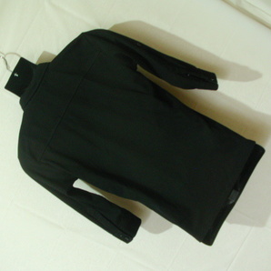 ssy7305 MENZ-STYLE 七分袖 リブニット ポロシャツ ブラック ■ 無地 ■ 袖ロールアップ 綿混素材 Mサイズの画像4