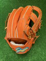 【屋外未使用】KUBOTA Slugger 久保田スラッガー Special Order スペシャルオーダー 一般軟式用 内野手用 グラブ KSN-L7S 指当て オレンジ_画像2