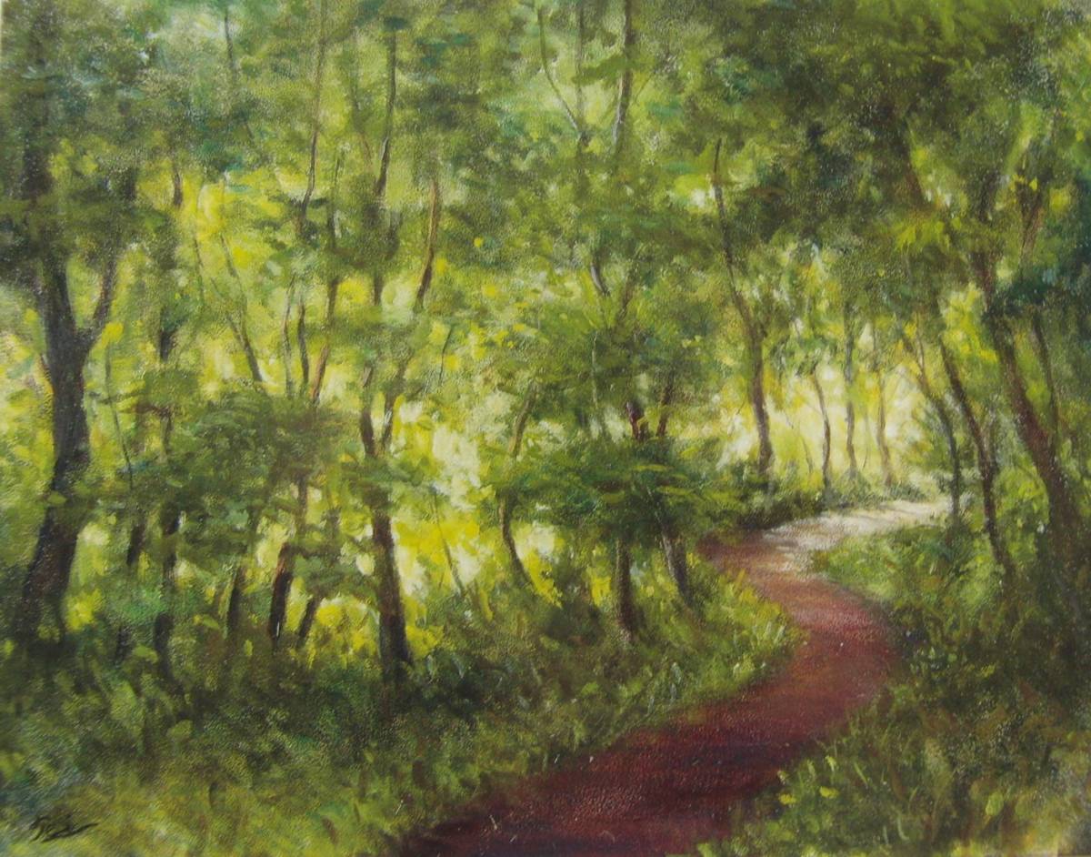 Sada Yamamoto, chemin forestier, Livres d'art rares/peintures encadrées, Cadre neuf de haute qualité avec cadre, Bonne condition, livraison gratuite, peinture, peinture à l'huile, Nature, Peinture de paysage