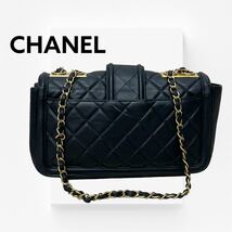 高級 CHANEL シャネル ２０番台 ココマーク マトラッセ ラムスキン ダブルチェーン ショルダーバッグ_画像2