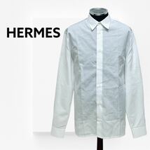 高級 HERMES エルメス コットン セリエボタン ペイズリー柄 ロングスリーブ 長袖 シャツ メンズ_画像1