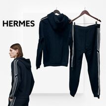 高級 HERMES エルメス 2021年モデル Run H ランH フーデッドジップパーカー＆ジョギングパンツ スウェット セットアップ メンズ_画像2