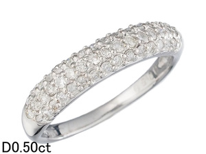 Otoowaya ■ Diamond/0,50CT K18WG Pave Diamond Ring 8.5 закончено [Используется]