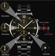 ビジネス時計　男性　ステンレス鋼　クォーツ腕時計　メンズ腕時計　高級　カレンダー　ギフト　パーティー　A2390_画像9