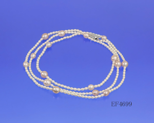 ①　6.5-8.0 mm 淡水真珠ネックレス 超ロングタイプ
