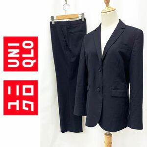 UNIQLO ユニクロ パンツスーツ セットアップ ネイビー フォーマル 総裏地 リクルート セレモニー サイズ40 ビジネス 紺