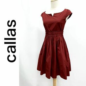 callas カラス キャラス ドレス ワンピース パーティー 結婚式 セレモニー 二次会 ボルドー サイズ36 シンプル Sサイズ程