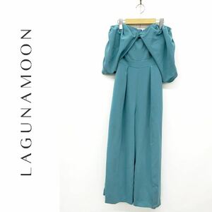 LAGUNAMOON ラグナムーン 定価¥22.000 クロスベアパンツドレス お呼ばれ パーティー 結婚式 二次会 胸パット有 ブルー S